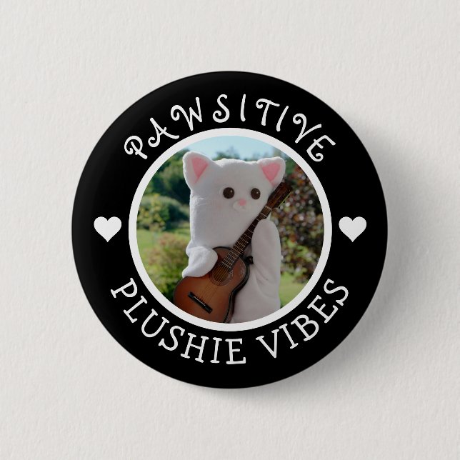Niedlich Kawaii Elegant Pawsitive Plushie Vibes Fo Button (Vorderseite)