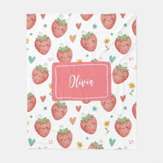 Niedlich Kawaii Erdbeeren Fleecedecke