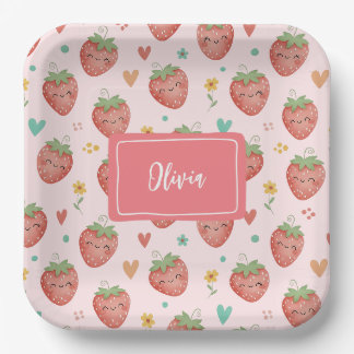 Niedlich Kawaii Erdbeeren Pappteller