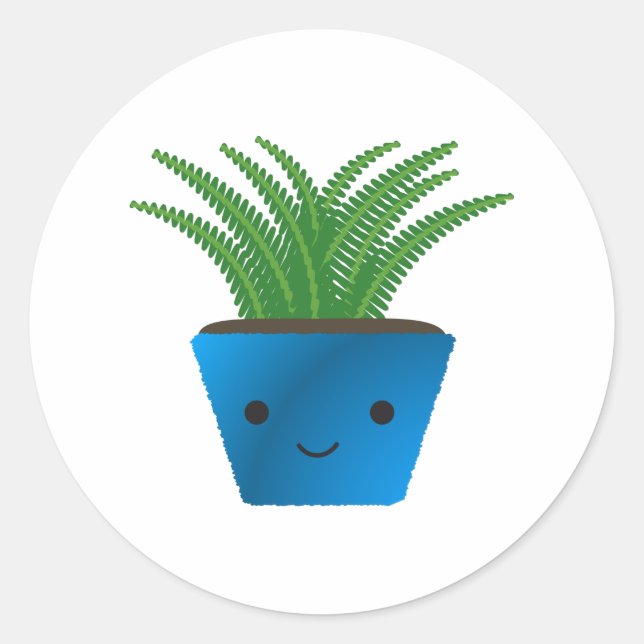 Niedlich kawaii Fern Runder Aufkleber (Vorderseite)