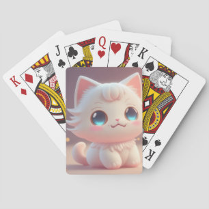 Niedlich Kawaii Fluffy White Cat Spielkarten
