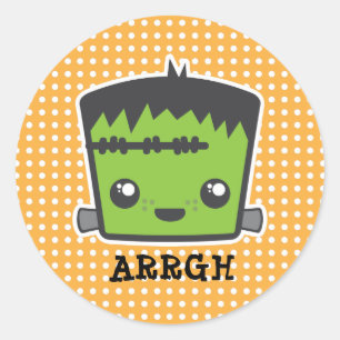 Niedlich Kawaii Frankenstein Monster Halloween Runder Aufkleber