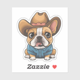 Niedlich Kawaii French Bulldog Cowboy Hat Dog Art Aufkleber