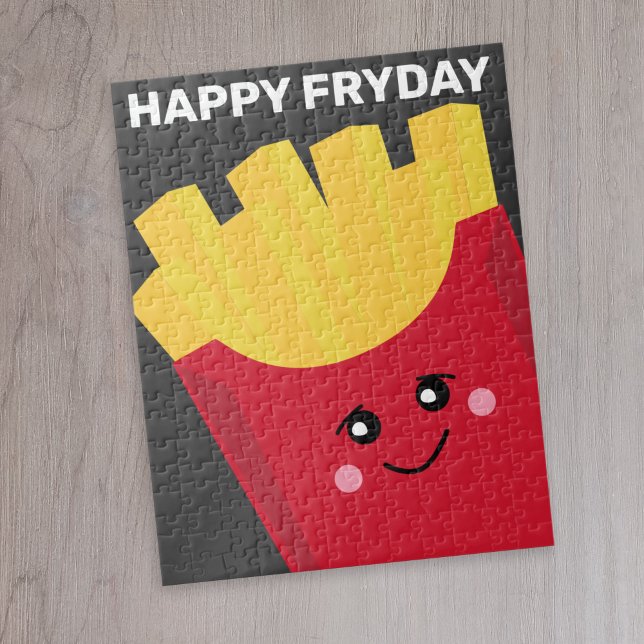 Niedlich Kawaii French Fries - Happy Fryday Puzzle (Happy Fry Day - Cute whimsical personalized puzzle)