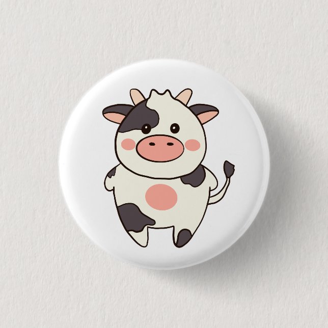 Niedlich Kawaii Friendly Cow Button (Vorderseite)