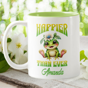 Niedlich Kawaii Frog Happier Than Ever Funny Zweifarbige Tasse