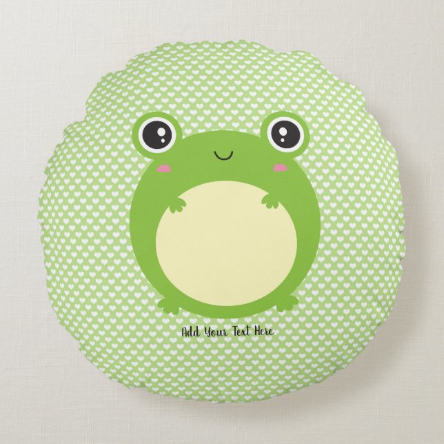 Niedlich Kawaii Frog Personalisiert Rundes Kissen (Vorderseite)