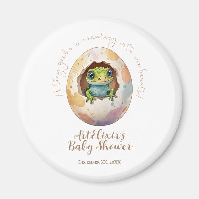 Niedlich Kawaii Gecko Lizard Egg Babydusche Magnet (Vorne)