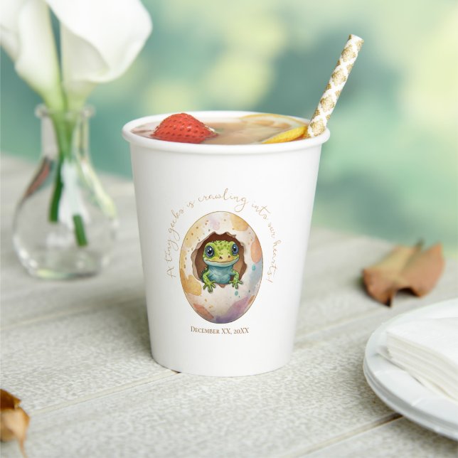 Niedlich Kawaii Gecko Lizard Egg Babydusche Pappbecher (In Situ)