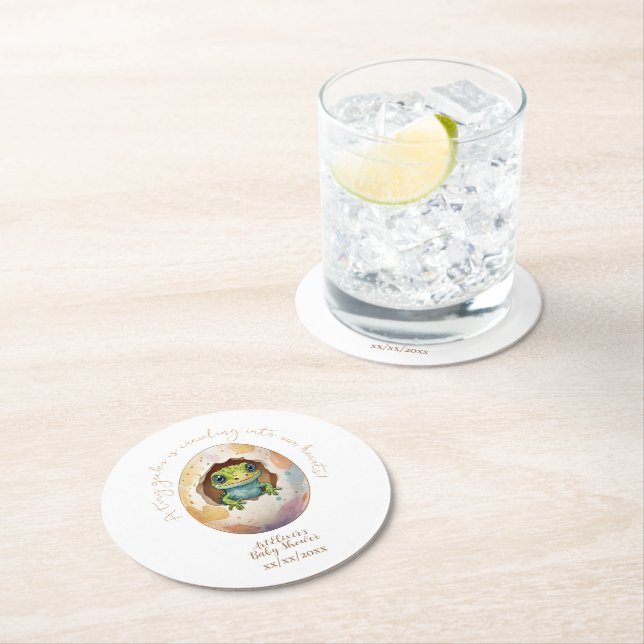 Niedlich Kawaii Gecko Lizard Egg Babydusche Runder Pappuntersetzer (Vor Ort)