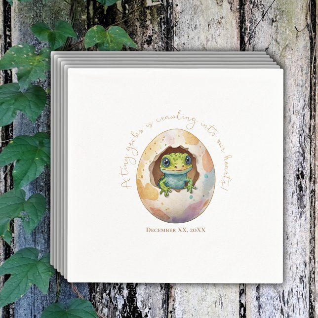 Niedlich Kawaii Gecko Lizard Egg Babydusche Serviette (Von Creator hochgeladen)