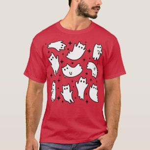 Niedlich Kawaii Ghost Cats Halloween Orange T-Shirt