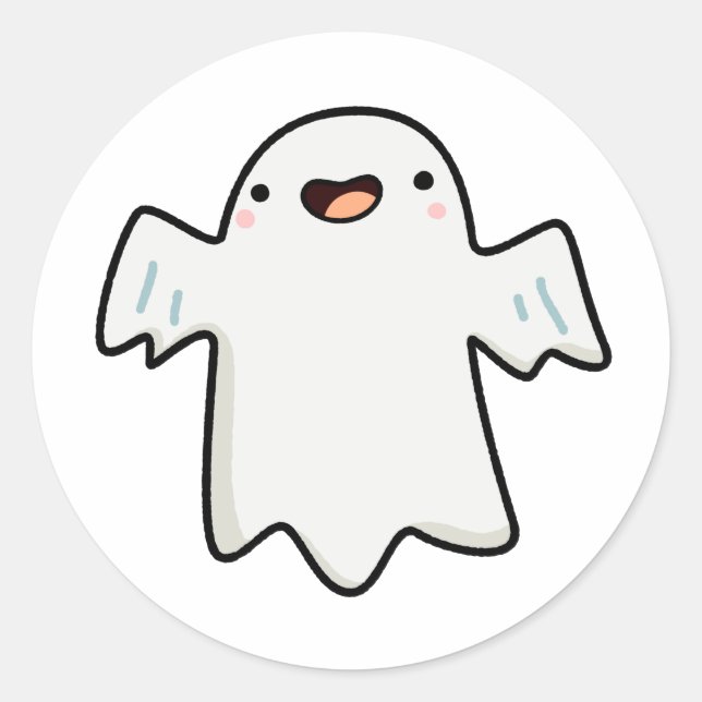 Niedlich Kawaii Ghost Runder Aufkleber (Vorderseite)