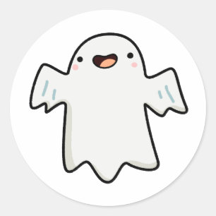 Niedlich Kawaii Ghost Runder Aufkleber
