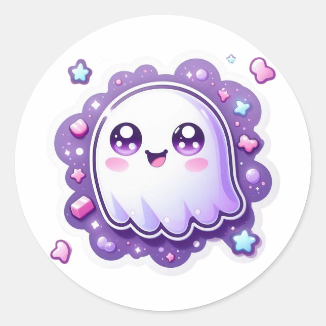 Niedlich Kawaii Ghost Sticker Pastel Spooky Hallow (Vorderseite)