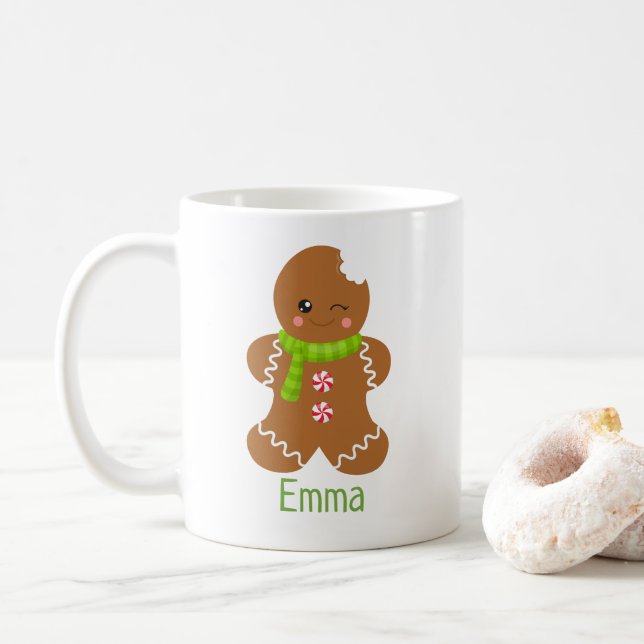 Niedlich Kawaii Gingerbread Personalisierte Tasse (Mit Donut)