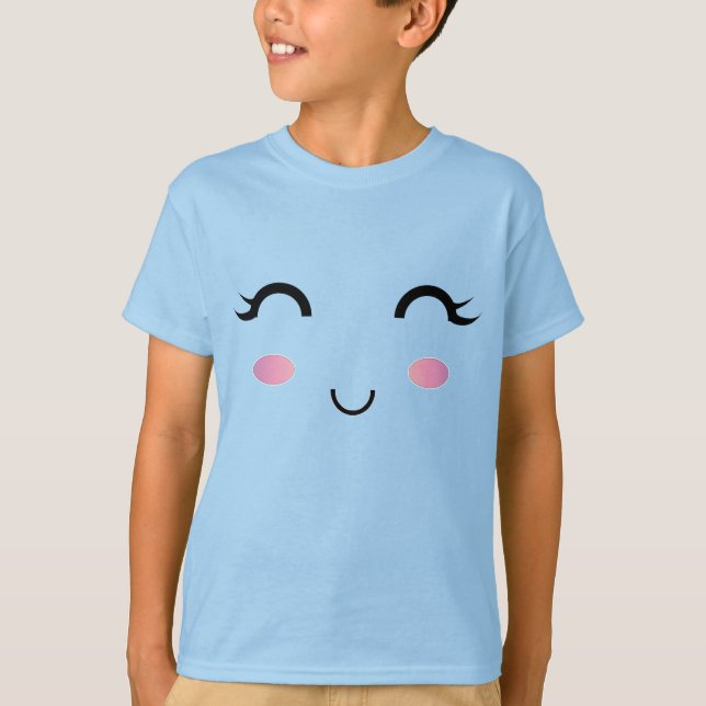 Niedlich Kawaii Girl Smile T-Shirt (Vorderseite)