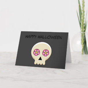 Niedlich Kawaii Goth Skull mit Blume Text hinzuf Karte