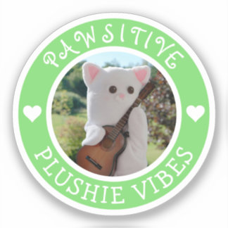Niedlich Kawaii Green Pawsitive Plushie Vibes Foto Aufkleber