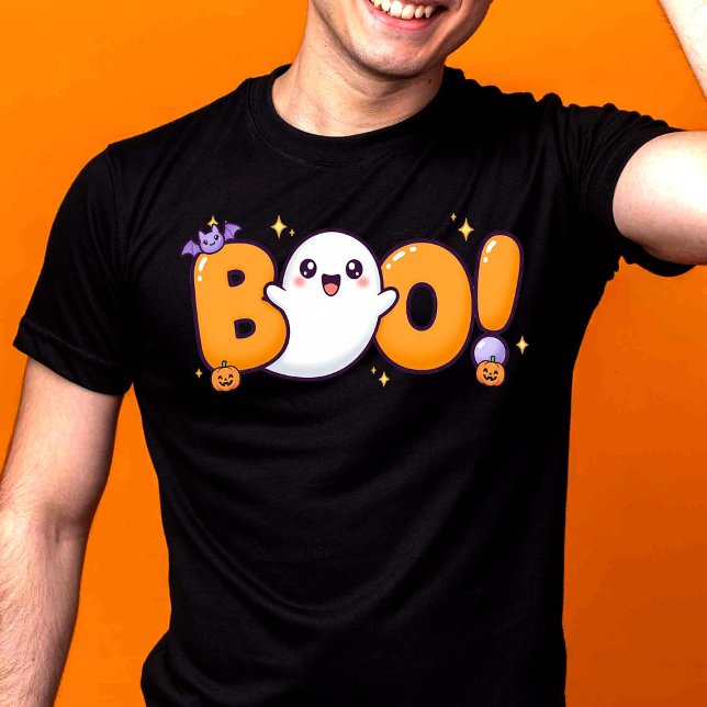 Niedlich Kawaii Halloween "BOO!" Geist T-Shirt (Von Creator hochgeladen)