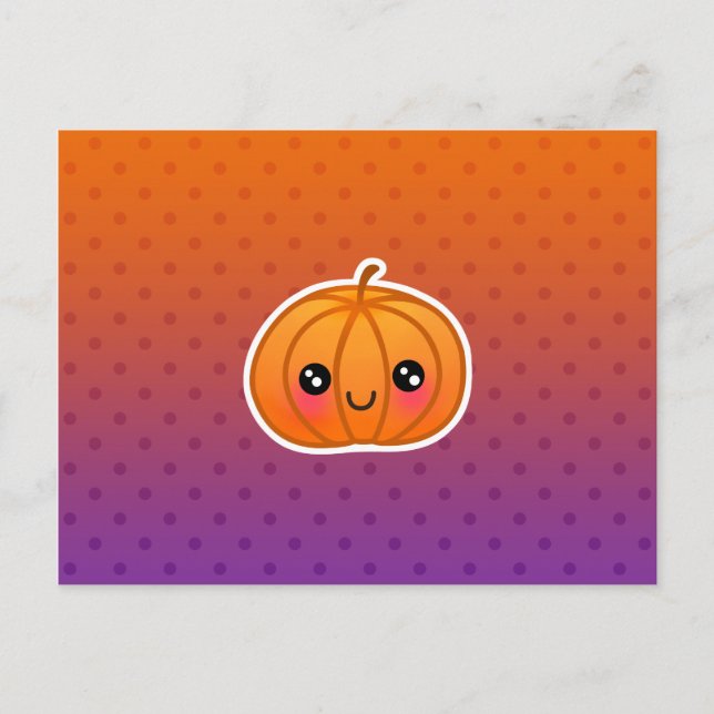 Niedlich Kawaii Halloween Cartoon Pumpkin Design Postkarte (Vorderseite)
