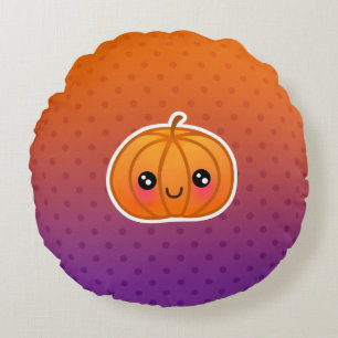 Niedlich Kawaii Halloween Cartoon Pumpkin Design Rundes Kissen