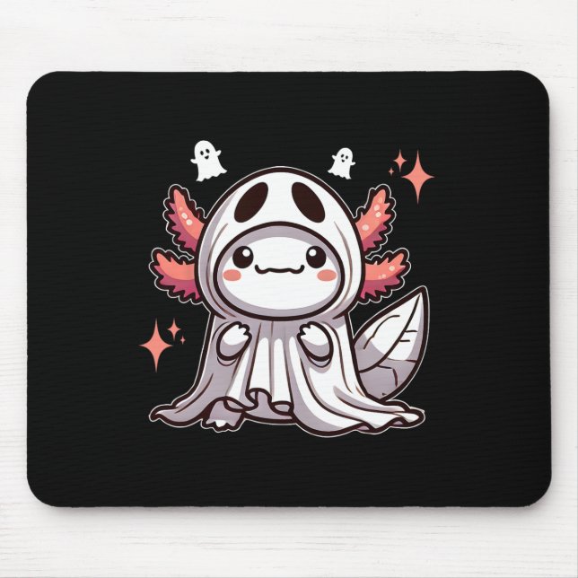 Niedlich Kawaii Halloween Ghost Axolotl Mousepad (Vorne)