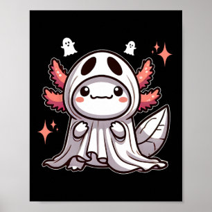 Niedlich Kawaii Halloween Ghost Axolotl Poster