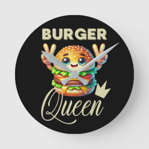 Niedlich Kawaii Hamburger Runde Wanduhr
