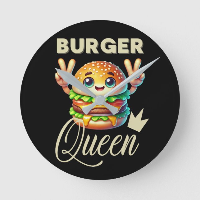 Niedlich Kawaii Hamburger Runde Wanduhr (Vorderseite)