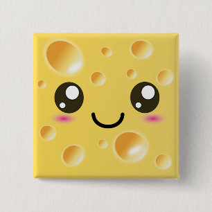 Niedlich Kawaii Happy Cheese Button