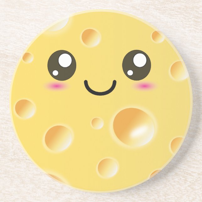 Niedlich Kawaii Happy Cheese Getränkeuntersetzer (Vorne)