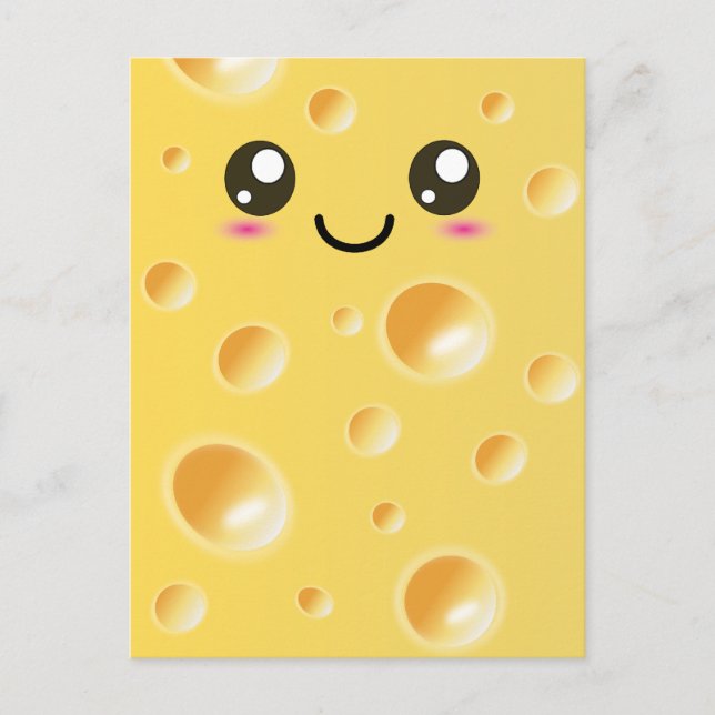 Niedlich Kawaii Happy Cheese Postkarte (Vorderseite)
