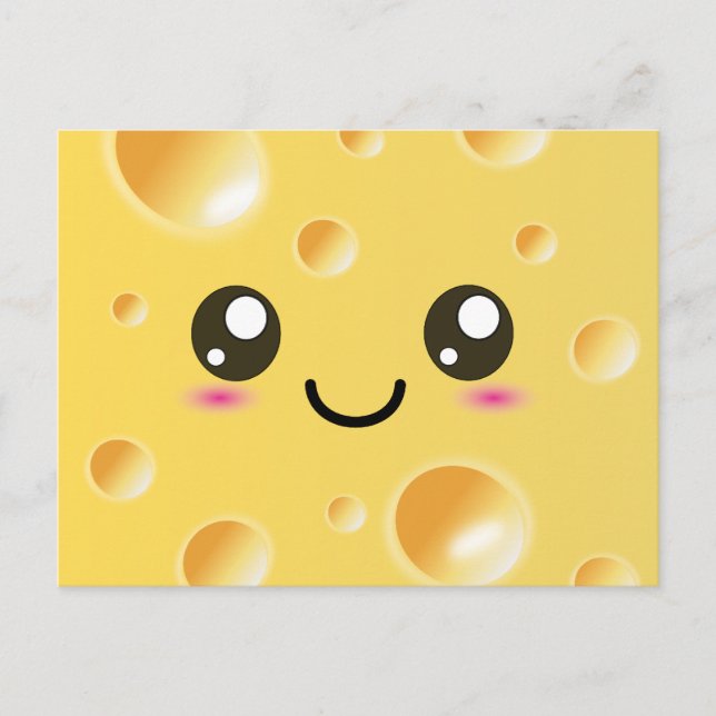 Niedlich Kawaii Happy Cheese Postkarte (Vorderseite)