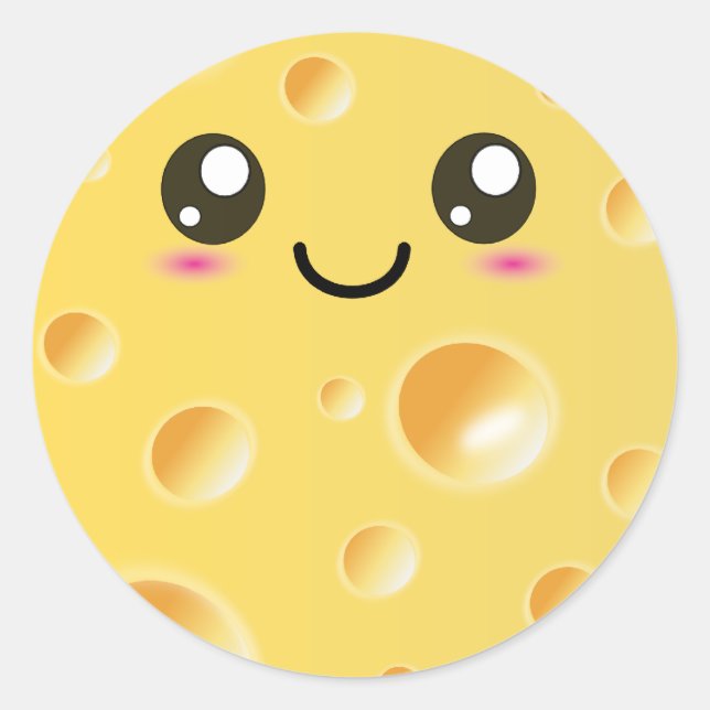 Niedlich Kawaii Happy Cheese Runder Aufkleber (Vorderseite)