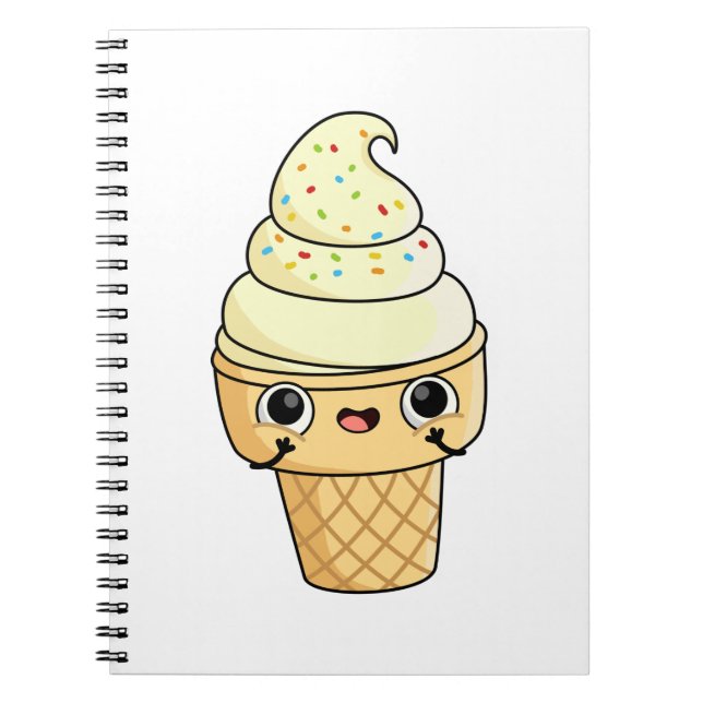 Niedlich Kawaii Ice Creme Cone Notizblock (Vorderseite)