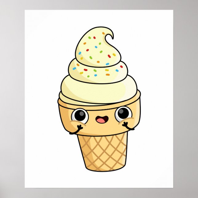 Niedlich Kawaii Ice Creme Cone Poster (Vorne)