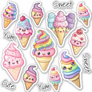 Niedlich Kawaii Ice Creme Kinder Aufkleber