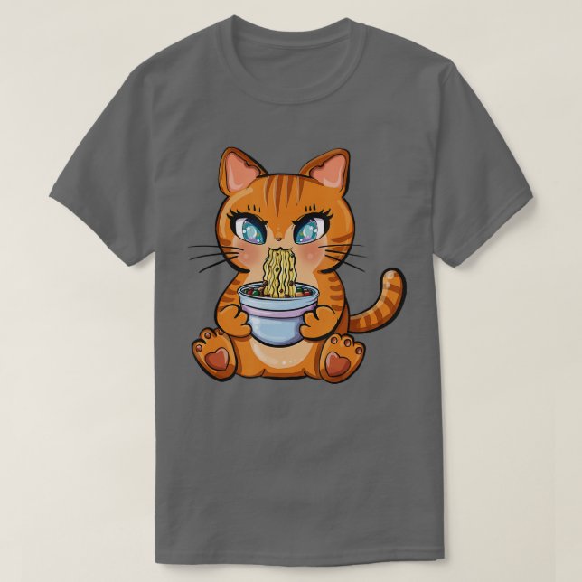 Niedlich Kawaii Japanisch Anime Cat Ramen Gift T-Shirt (Design vorne)