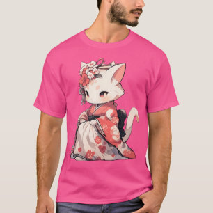Niedlich Kawaii Japanisch Maiko Cat T-Shirt