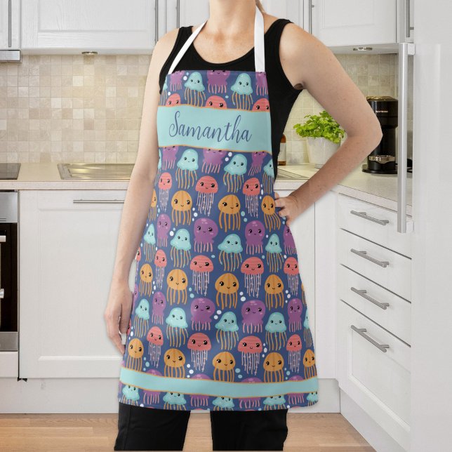 Niedlich Kawaii Jellyfish Personalisiert Schürze (Cute Kawaii Jellyfish Personalized Apron)