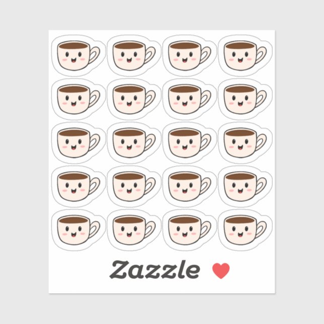 Niedlich Kawaii Kaffee-Cup Kaffeepause Bujo Planer Aufkleber (Blatt)