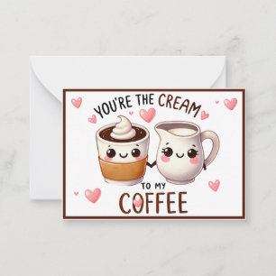 Niedlich Kawaii Kaffee und Creme Mitteilungskarte