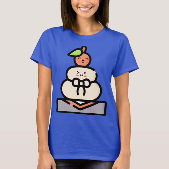 Niedlich Kawaii Kagami Mochi T-Shirt (Vorderseite)