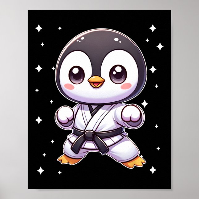 Niedlich Kawaii Karate Penguin Kampfkunst 1 Poster (Vorne)