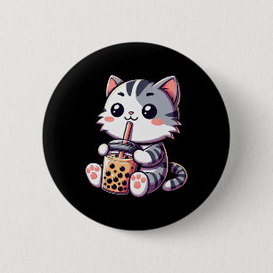 Niedlich Kawaii Katze Boba Blubble Milk Tee Anime  Button