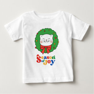 Niedlich Kawaii Katze Weihnachtsfeiertag Jahreszei Baby T-shirt