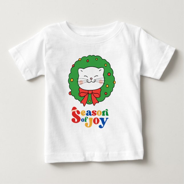 Niedlich Kawaii Katze Weihnachtsfeiertag Jahreszei Baby T-shirt (Vorderseite)