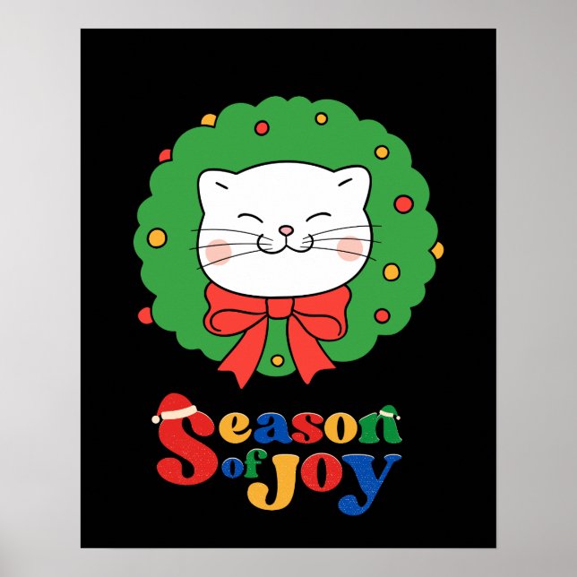 Niedlich Kawaii Katze Weihnachtsfeiertag Jahreszei Poster (Vorne)