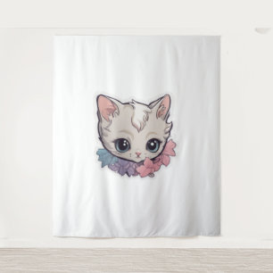 Niedlich Kawaii Kitten 1 Wandteppich
